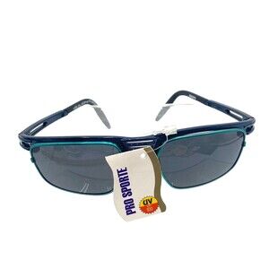 Vintage NOS New Pro Sporte 1990's Two Tone Blue Visual Scene Sunglasses Y2K
